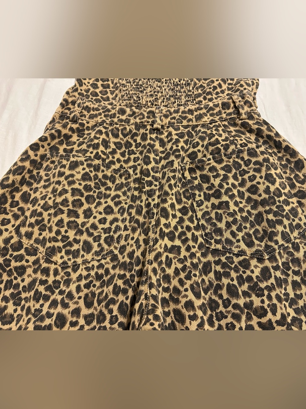 NWT So Me Leopard Print Strapless Wide Leg Denim Jumpsuit Large - Picture 7 of 12